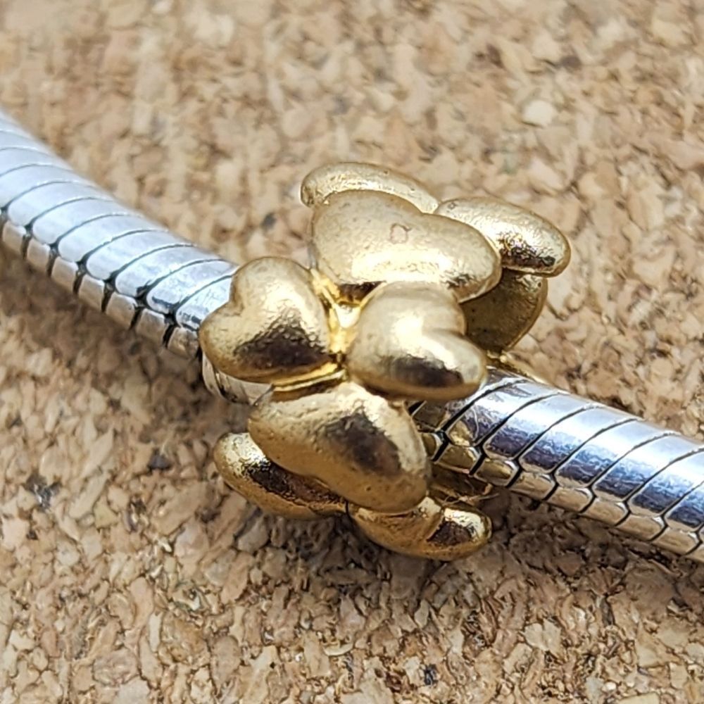 18K ROSE GOLD 925 STERLING SILVER HEART BUBBLE SPACER CHARM FOR PANDORA